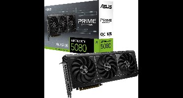 ASUS PRIME NVIDIA GeForce RTX 5080 O16G - Videokaart - 16GB - GDDR7 - PCIe 5.0 - 1x HDMI 2.1b - 3x DisplayPort 2.1a