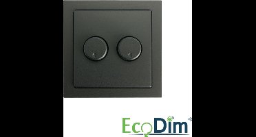 ECODIM | DUO DIMMERKNOP | MAT ZWART | INCL. CENTRAALPLAAT EN RAAMWERK - AFDEKMATERIAAL - SCHAKELMATERIAAL
