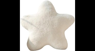 S&E Stervormig Decoratief Kussen – Zacht Pluche Faux Konijnenbont - 50 x 50 - Wit
