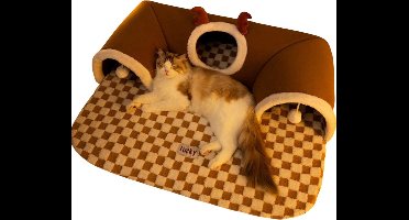 S&E 3-in-1 Katten Tunnel met Schuilplaats en Speelmat -40x65 cm - M