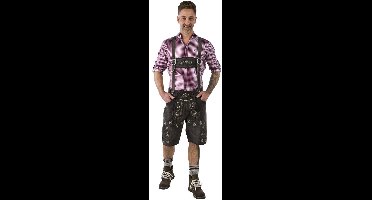 Oktoberfest Lederhose Deluxe Leder Kort Antraciet Vintage Antiek - Maat 50