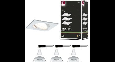 LED-inbouwlamp Nova schwenkbar Basisset zwenkbaar hoekig 84x84mm 50° GU10 3x6,5W 3x460lm 230V 2700K Wit mat