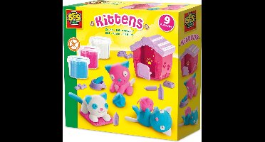 SES Creative - Kittens Klei - Kitten Set met Kattenhok en 9 Accessoires - Vegan en Glutenvrij - Herbruikbaar - Uitwasbaar - Vanaf 3 jaar