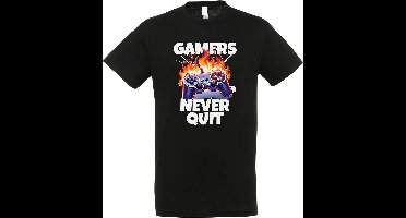 Gamers Never Quit - Maat XL - Gaming kado T-Shirt heren - Dames - Uniseks - Grappige console spreuken - Gaming accesoires - T-shirt