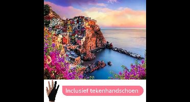 HobbyMania Schilderen Op Nummer Volwassenen - Italië - Landschap - Kleurrijk - Inclusief Verf Penselen en Tekenhandschoen - Kleuren Op Nummer - Paint By Number Volwassenen - 40x50 cm