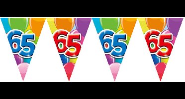 2x Vlaggenlijn 65 jaar 10 meter dubbelzijdig bedrukt - Verjaardag Feestje Vlag Vlaggen Versiering Slinger Feestdecoratie Decoratie