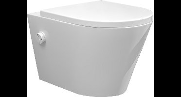 Sanifun rimless hangtoilet Rumba glans wit met koud water bidet-functie glans wit 520