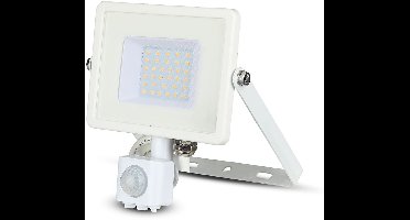 V-TAC VT-30-S-W LED Draaibare Schijnwerper - Samsung - PIR Sensor - IP65 Waterdicht - Wit - 30W - 2400 Lumen - 3000K