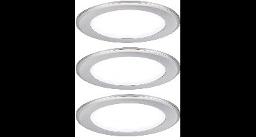 LED-meubelinbouwlampen Set van 3 rond 65mm 3x2,5W 3x180lm 230/12V 4000K Staal geborsteld