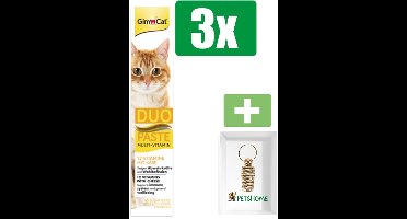 Gimcat Multi-Vitamin Duo-Pasta 50 g Kaas|Vitamin - Kattensnacks - 3 Stuks - Inclusief PetsHome Goudkleurige Adreskoker