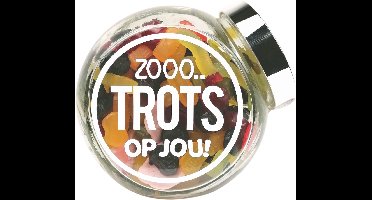 Snoeppot "Zooo Trots op jou" , gevuld met winegum mix - Bedankt - Geslaagd cadeau - Prestatie cadeautje - Snoep cadeau - Examen cadeau - Goed gedaan cadeau - Diploma cadeau