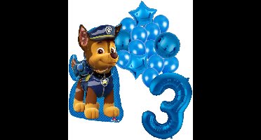 Paw Patrol Chase ballonnen pakket - 58x78cm - Folie Ballon - 3 jaar - Themafeest - Verjaardag - Ballonnen - Versiering - Helium ballon