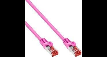 InLine® Patchkabel, S/FTP (PiMf), Cat.6, 250 MHz, PVC, koper, roze, 1m