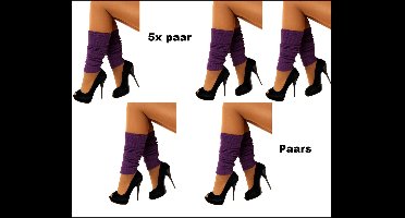 5x Paar beenwarmers paars - Merk Partyxplosion - Carnaval optocht thema feest party been warmer