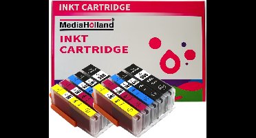 MediaHolland - Huismerk Inkt Cartridges geschikt voor Canon CLI581-PGI580 Printers - Set van 10 Stuks - 5 Kleuren - Geschikt voor Canon Inktpatronen, Cartridge