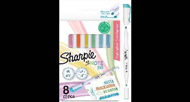 Sharpie S-Note Duo-markeerstiften | Dubbelzijdige creatieve pastel markers | Kogel- en wigvormige punt voor markeren, tekenen, notities maken en meer | 8 stuks