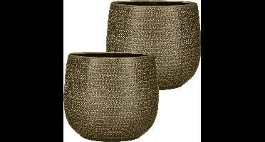 Mica Decorations - 2x - plantenpot/bloempot - keramiek aardewerk - bruin - 20 x 25 cm