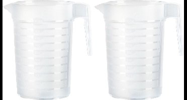 Plasticforte Waterkan/schenkkan - 2x - transparant - 2000 ML - kunststof