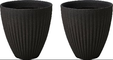Pro Garden Plantenpot - 2x - kunststof - antraciet - 40 x 42 cm - bloempot
