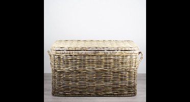 MigoStyling - Opbergmand - Met deksel - 100x55xH50 - Rechthoek - Hengsels - Riet - Rotan