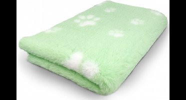 Topmast Vetbed - Hondendeken - Benchmat -puppykleed dierenmat - Lichtgroen voetprint Anti-Slip - 150x100 cm machinewasbaar