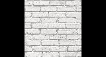 Noordwand - Urban - Friends - & - Coffee - Behang - bakstenen - grijs - en - wit