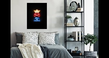 Game Poster - Gaming quotes - Neon - House of gaming - Kroon - Tekst - 60x80 cm