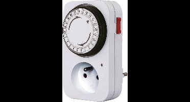 Perel 24-uurs timer, mechanisch, 230 V, 16 A, 3680 W, Franse aarding type E, wit