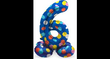 Folat - Staande folieballon Cijfer 6 Colorful Dots - 72 cm