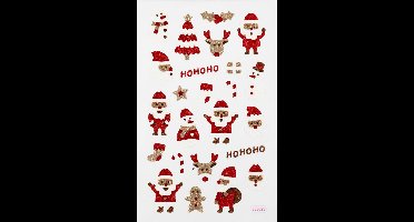 Glitter stickers, kerstmannen, vel 10x16 cm, 1 vel