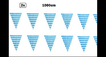 2x Vlaggenlijn blauw/wit geblokt 10 meter - Meerkleurig - vlaglijn festival blok vlaglijn thema feest festival verjaardag landen
