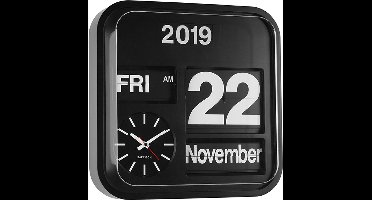 Karlsson Wandklok Big Flip - Zwart - 43x43x16cm - Scandinavisch