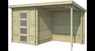 Blokhut met Overkapping Jelle - Olijfgroen Geïmpregneerd