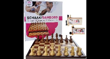 Luxe schaakbord / dambord 42x42 cm inclusief schaakstukken en damstenen