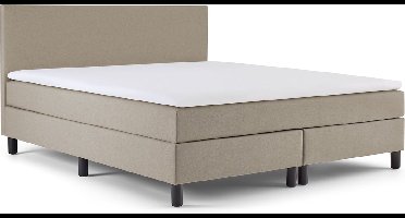 Maxi Owen Plus Boxspring 120x200 cm - Gestoffeerde Boxspring met Matras - Bed - Beige - Tweepersoonsbed