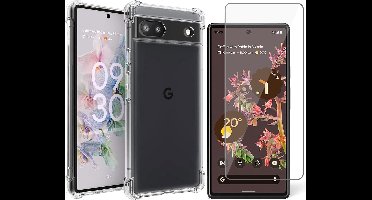 Hoesje geschikt voor Google Pixel 6 - Screen Protector GlassGuard - Back Cover Case ShockGuard Transparant & Screenprotector