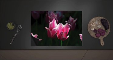 Inductie Beschermer - Roze Bloeiende Tulpen Stralend in het Zonlicht - 70x52 cm - 2 mm Dik - Inductieplaat Beschermer met zwarte kern