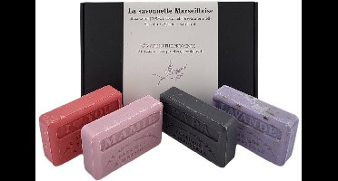 Savon de Marseille cadeau zeep set Mamie, Papa, I love you Lavendel scrub 4x125 gr.