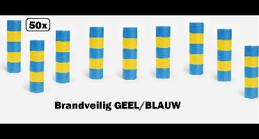 50x Papier rollen serpentines blauw/geel - BRANDVEILIG - Carnaval festival optocht feest party serpentine