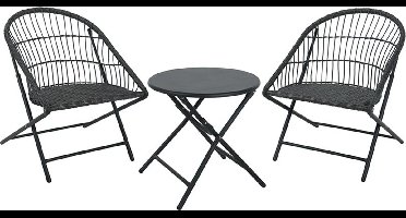 Bistroset - 3-Delig - Tuinset 2 Stoelen met Bijzettafel - Metaal - Vouwbaar