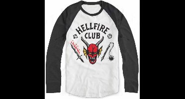 Stranger Things Longsleeve shirt -2XL- Hellfire Club Crest Wit/Zwart