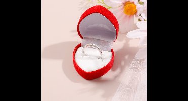 Hartvormig sieradendoos - Velvet Ringdoos Sieraden Gift Box - Valentijnsdag - Aanzoek - Liefde - Trouwring houder - Huwelijk - Ring Case - Rood