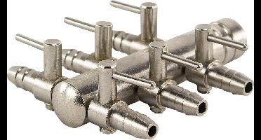 Luchtverdeler messing 6 uitgangen 9mm