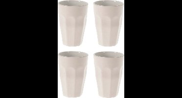 Excellent Houseware Thee/koffie mokken - 4x - wit- porselein - 330 ml