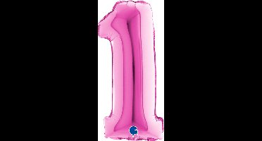 Tom Folieballon Cijfer 1 Junior 35 Cm Fuchsia