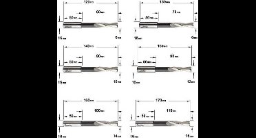 CMT - Set van 6 gespiraliseerde langgatboren, rechts - Boor - Snijgereedschappen - Houtboor - 1 Stuk(s)
