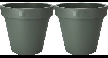 Pro Garden Plantenpot/bloempot Botanic - 2x - Tuin buiten - kunststof - donkergroen - Dia 40 cm - rond