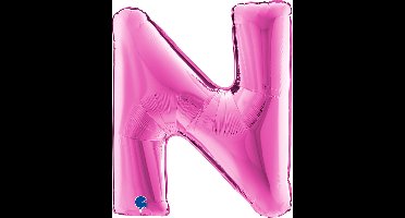 Folieballon 100cm letter N - fuchsia roze