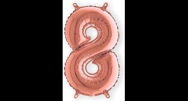 Folieballon - Cijfer 8 - Rozegoud - Grabo balloon - 35cm