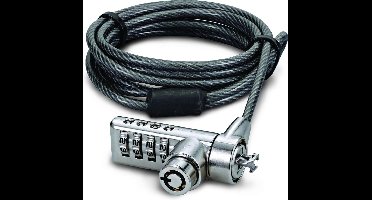 Dicota D30887 kabelslot Zwart, Roestvrijstaal 2 m